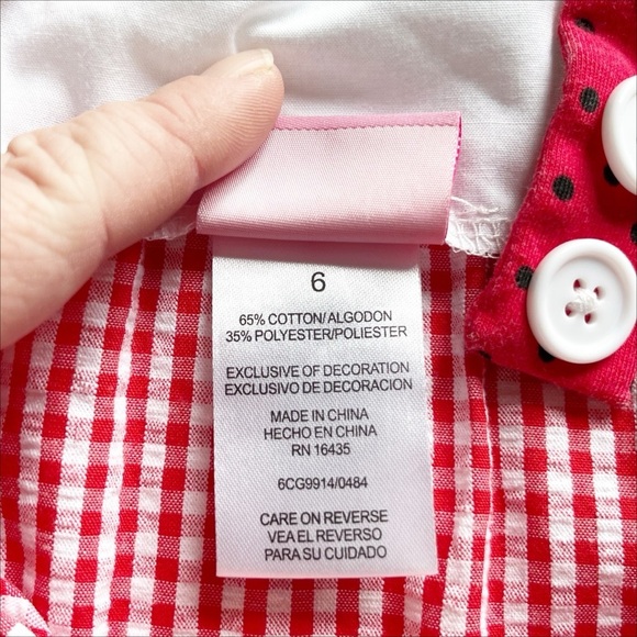 Nannette Girl’s Ladybug 2–Piece Ladybug Outfit 6 red gingham ruffle sleeveless - Picture 8 of 13